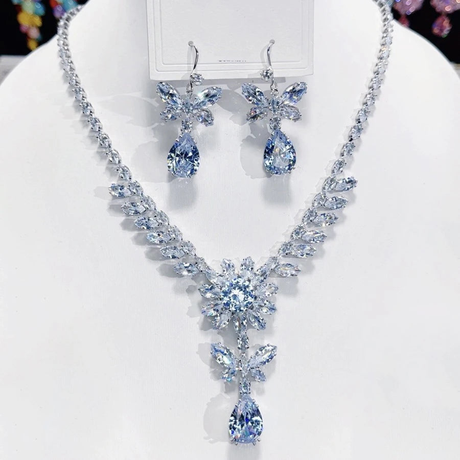 Luxury 3pcs Baroque Light Cubic Zirconia Jewelry Set