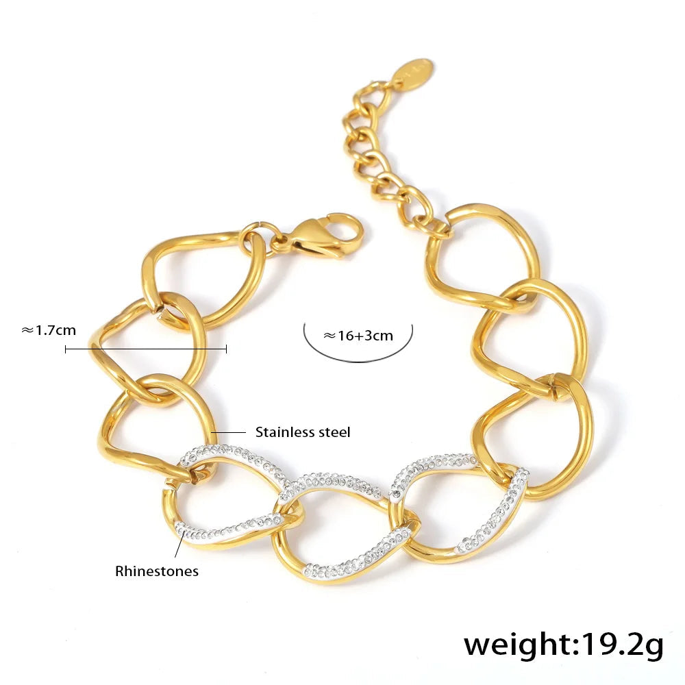 Stylish Chain-Link Stainless Steel Charm Bracelet