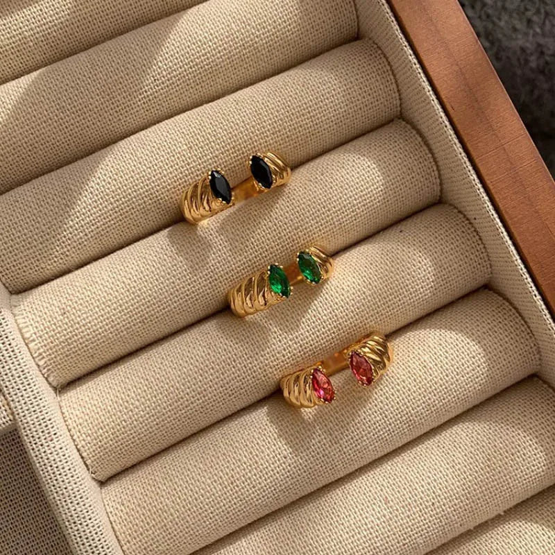 Unique Gold Engagement Ring with Sparkling Zircons