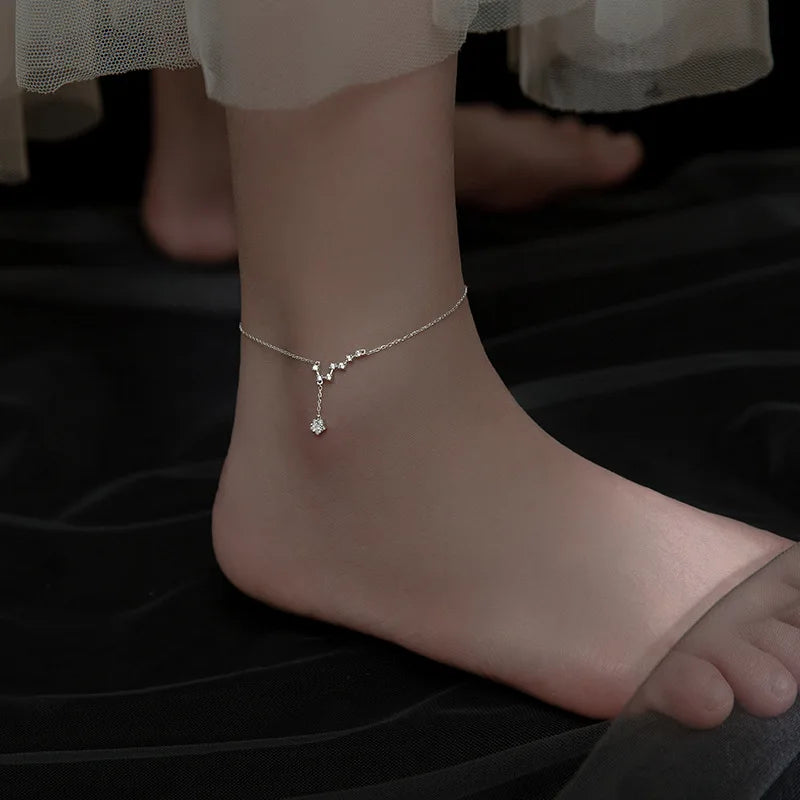 Minimalist 925 Sterling Silver Sweet Big Dipper CZ Anklets