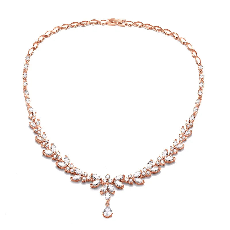 Luxury Exquisite Marquise Cut Cubic Zircon Leaf Necklaces