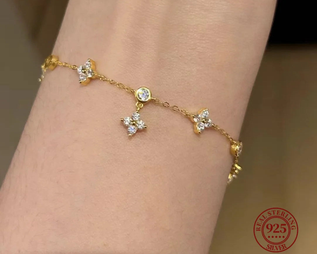 Minimalist S925 Sterling Silver Plated 18k Gold Bracelet