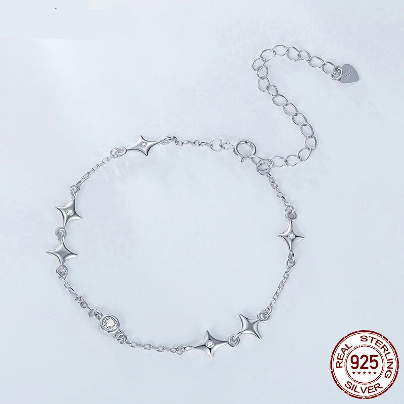 Stylish 925 Sterling Silver Starry Heart Bracelet