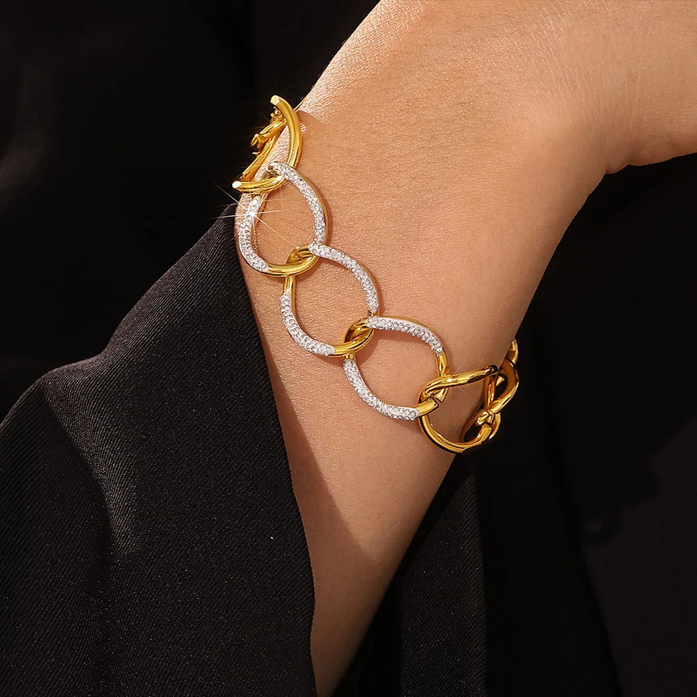 Stylish Chain-Link Stainless Steel Charm Bracelet