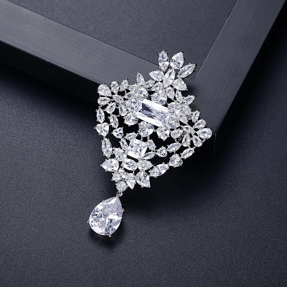 Exquisite Cubic Zircon Bouquet Brooch