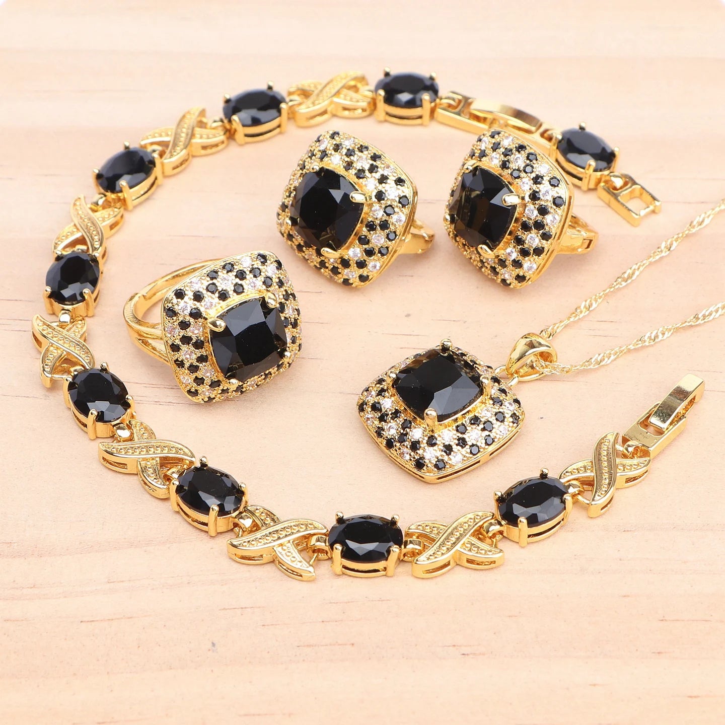 Rose Gold 925 Silver Zircon Jewelry Sets