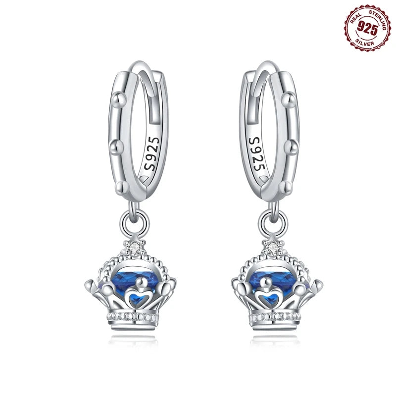 Adorable Color Heart Charm 925 Sterling Silver Hoop Earrings