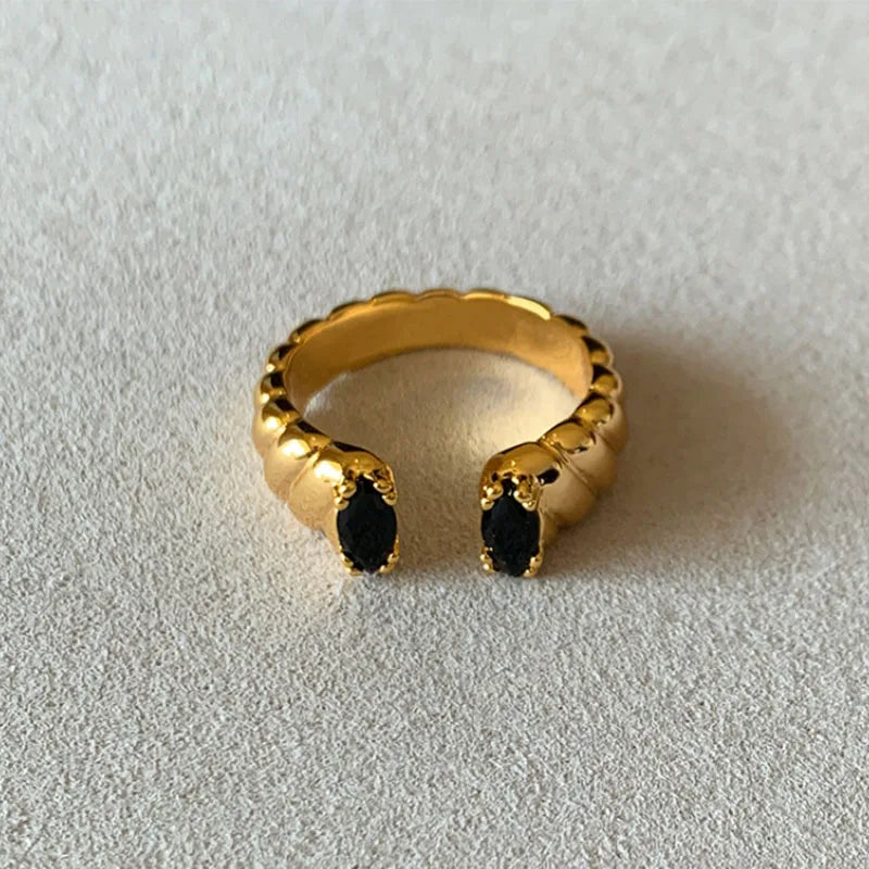 Unique Gold Engagement Ring with Sparkling Zircons