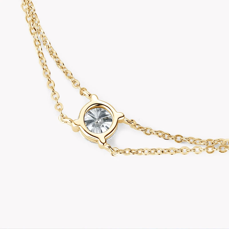 Elegant 1ct Certified Moissanite 925 Sterling Silver Double Chain Bracelet