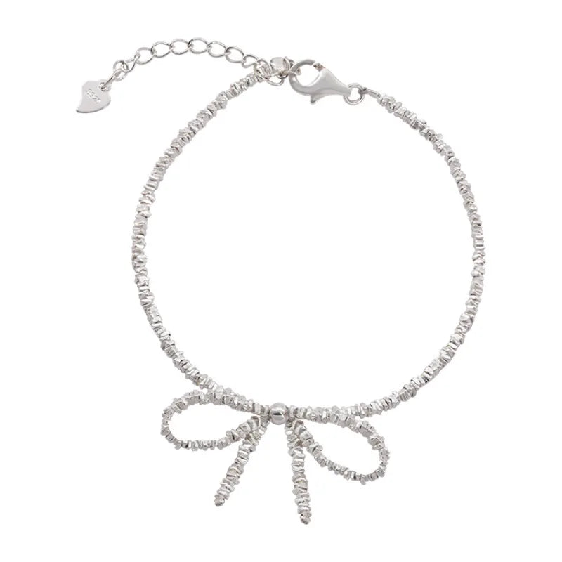 Elegant 925 Sterling Silver Bowknot Anklet
