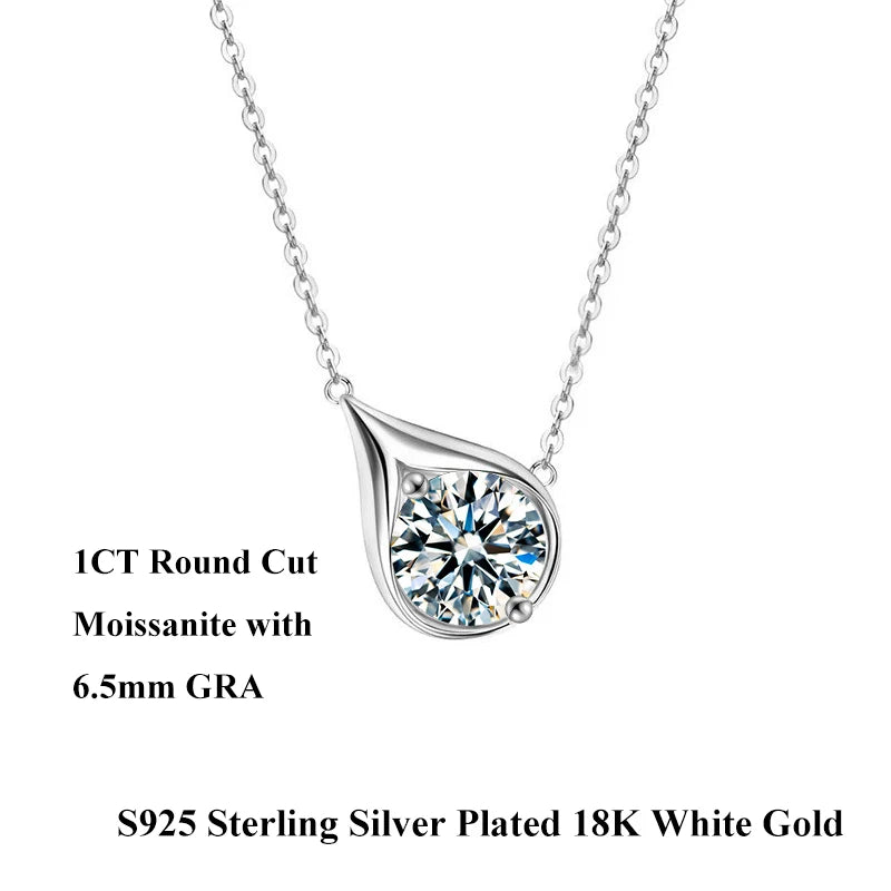 Classic Pear Teardrop Shape D Color Moissanite Pendant Necklace