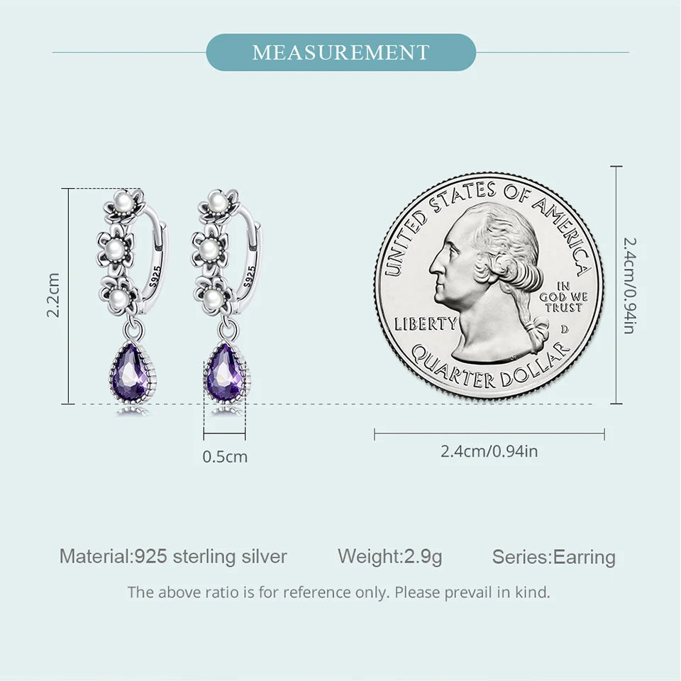 Vintage Floral Pearl Drop Earrings – 925 Silver Jewelry