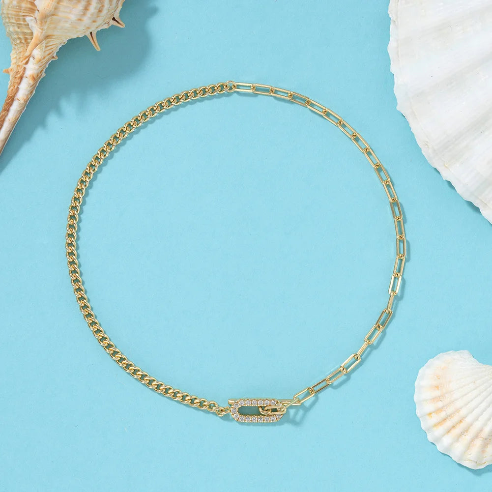 Fashion 14K Gold Paperclip Chain Anklets