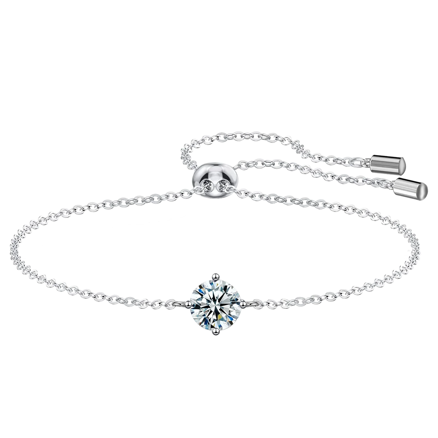 Classic Real S925 Silver Lab Diamond Adjustable Bracelet