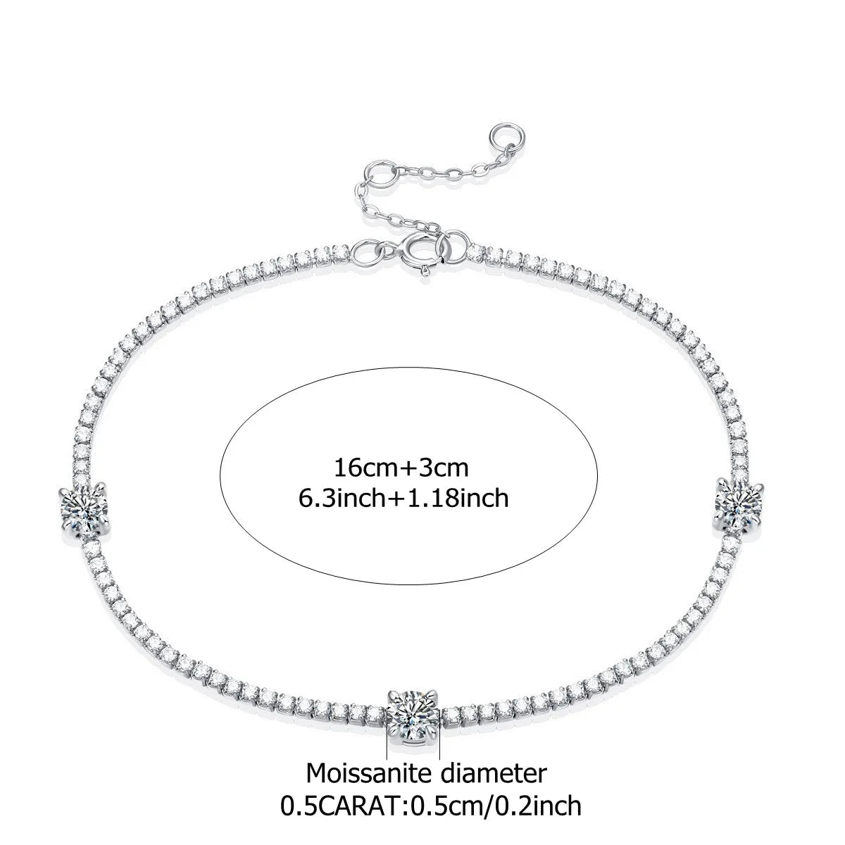 Timeless 925 Sterling Silver Moissanite Bracelet