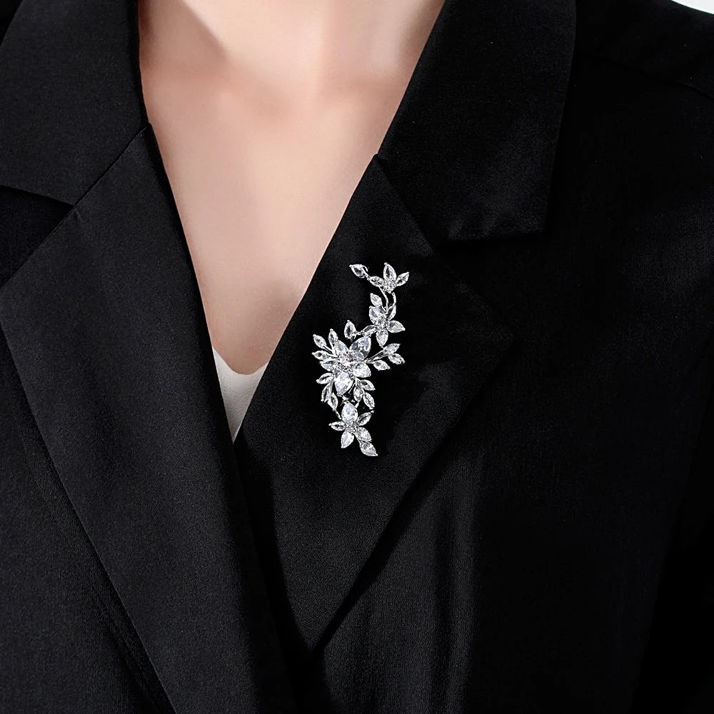 Dazzling Cubic Zirconia Flower Brooch