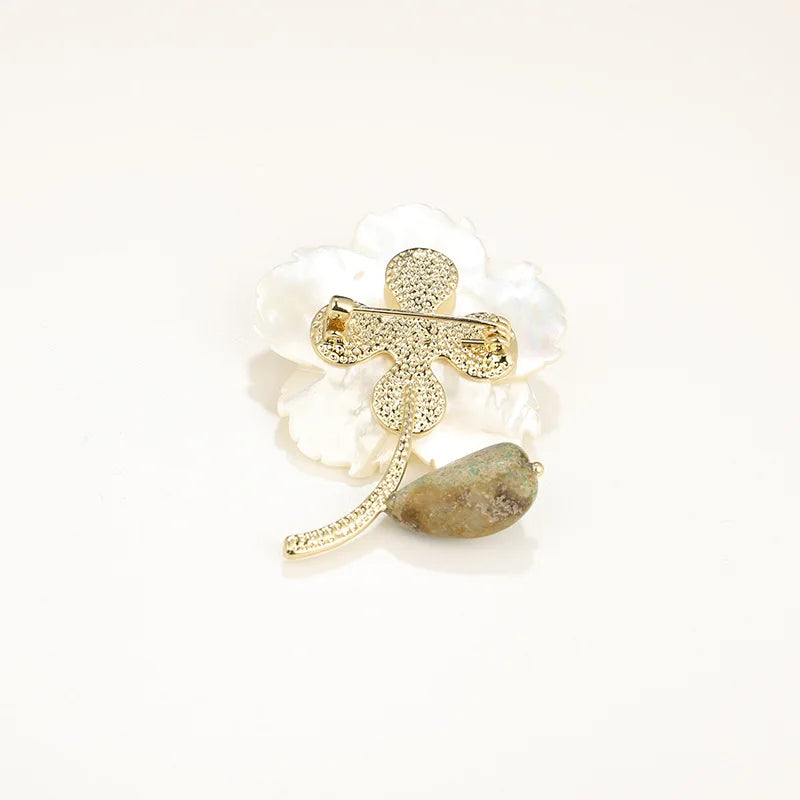 Versatile Natural Pear Shell Flower Brooch