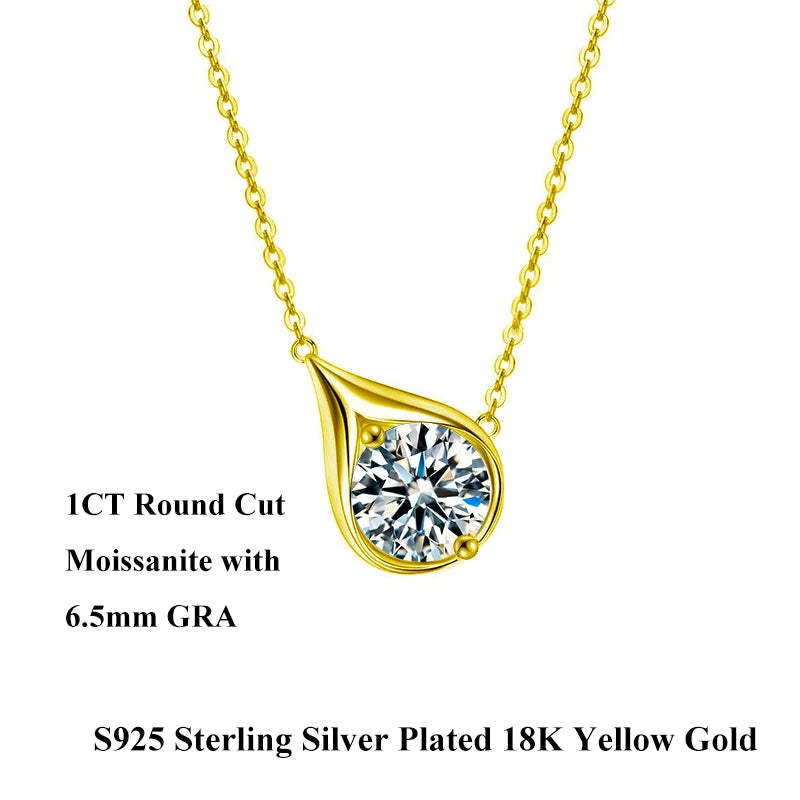 Classic Pear Teardrop Shape D Color Moissanite Pendant Necklace