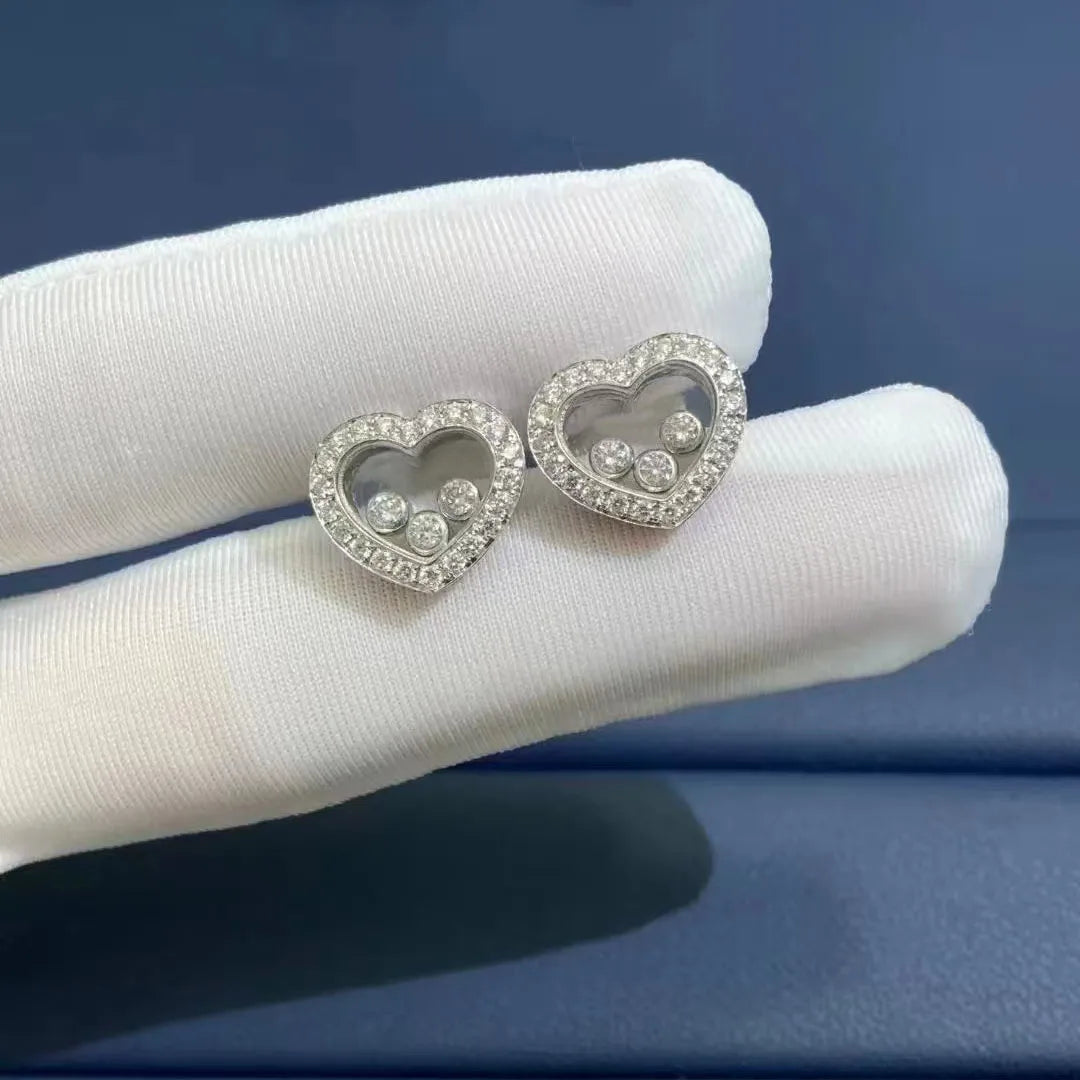 Minimalist 18K Gold Plated Geometric Heart Stud Earrings