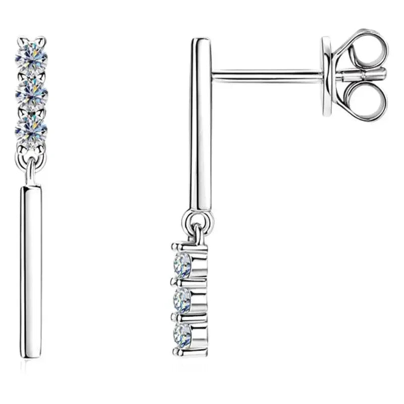 Stylish S925 Silver Studs Bar Drop Earrings