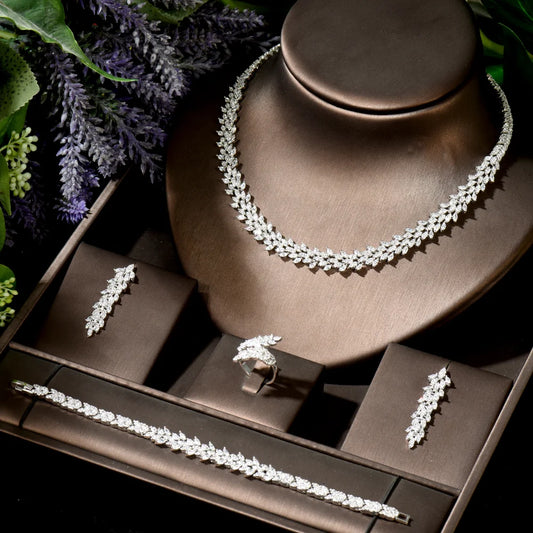 Radiant CZ Necklace, Earrings, Bracelet & Ring 4-Piece Jewelry Set