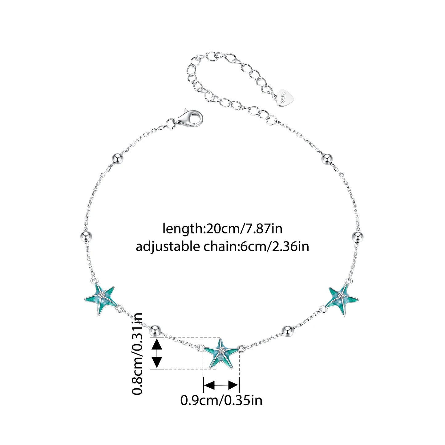 Charming 925 Sterling Silver Turtle Shell Beach Anklet