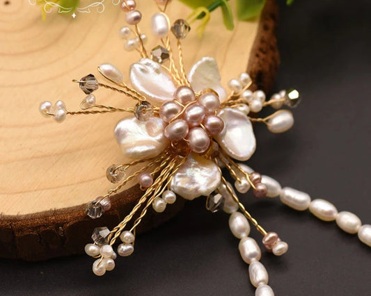 Delightful White And Pink Pearl Brooch Pin