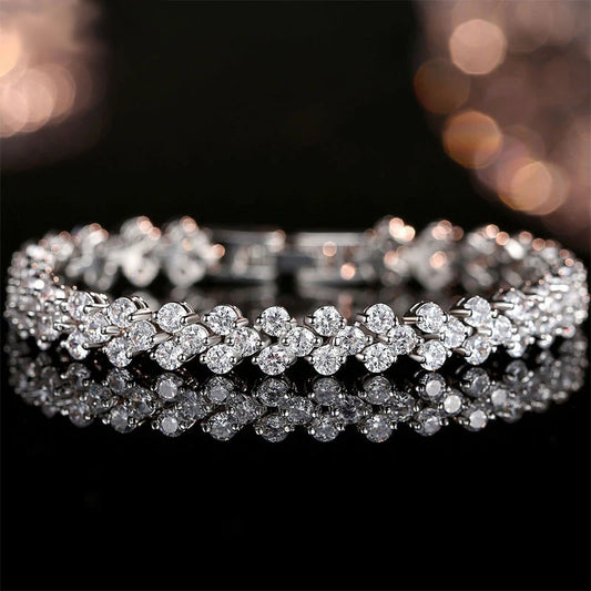 Brilliant 14K White Gold Roman Lab Moissanite Diamond Bracelet
