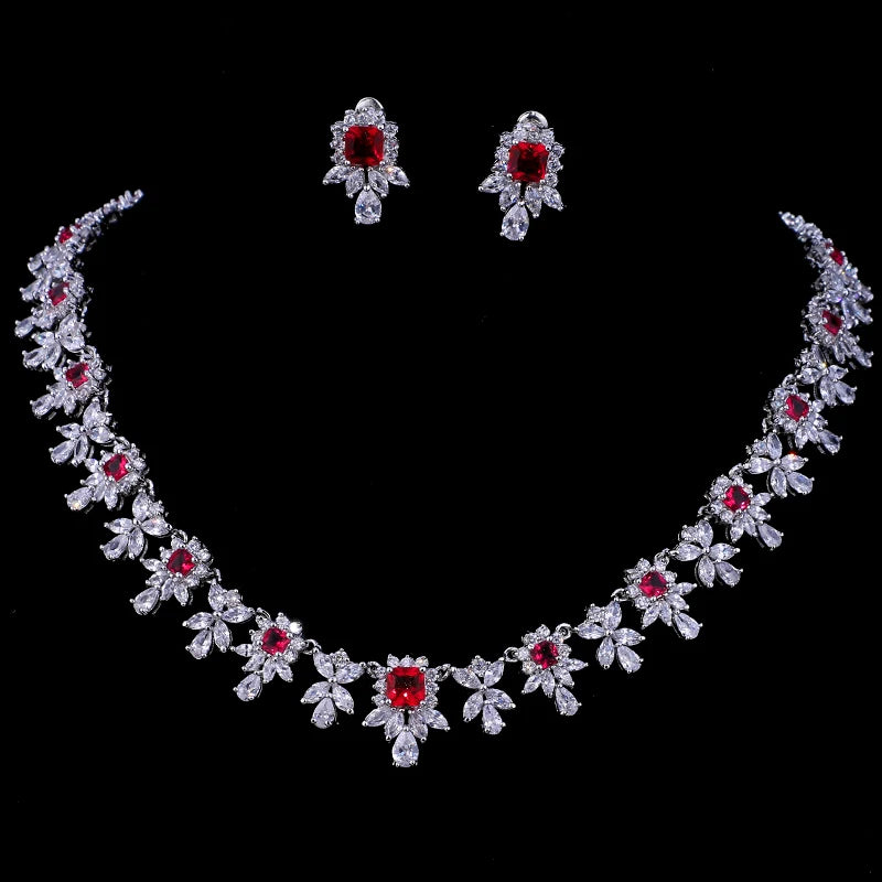 Elegant AAA Zircon Clear CZ Choker Necklace Jewelry Sets