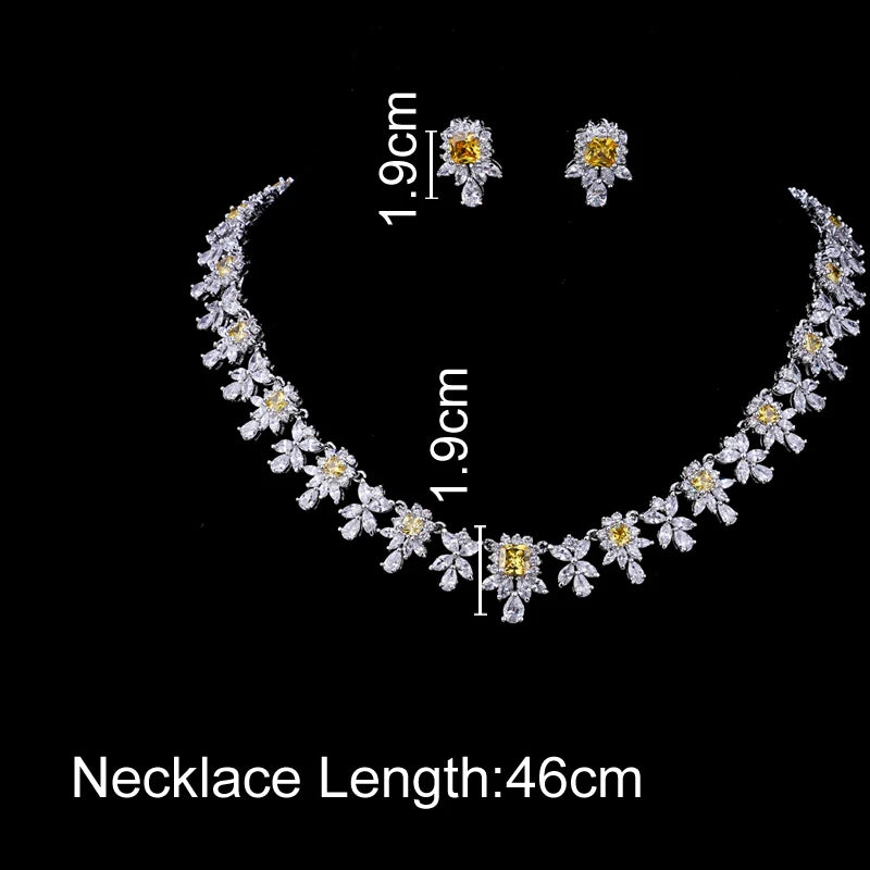 Elegant AAA Zircon Clear CZ Choker Necklace Jewelry Sets