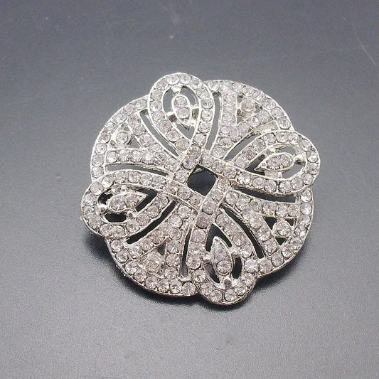 Sophisticated White Rhodium Plating Rhinestone Crystal Brooch Pins