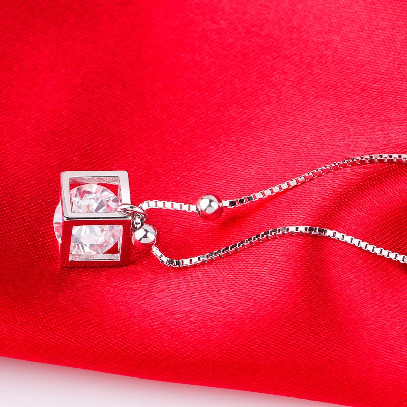 Timeless 925 Sterling Silver Cubic Zirconia Crystal Anklet
