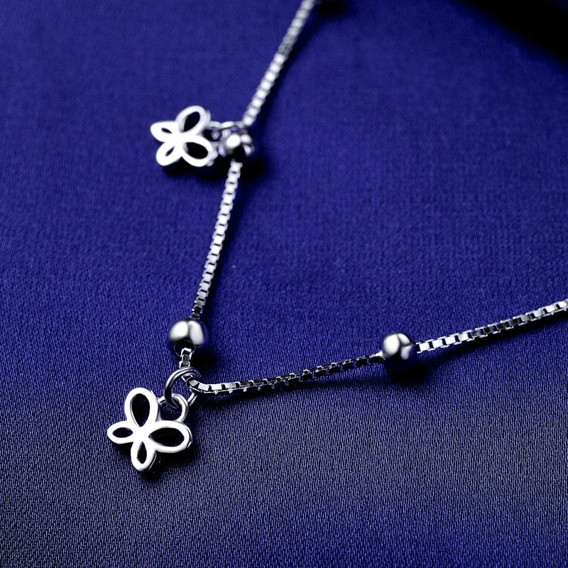 Trendy Small Butterfly Pendant Silver Anklet