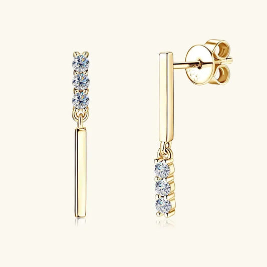 Stylish S925 Silver Studs Bar Drop Earrings