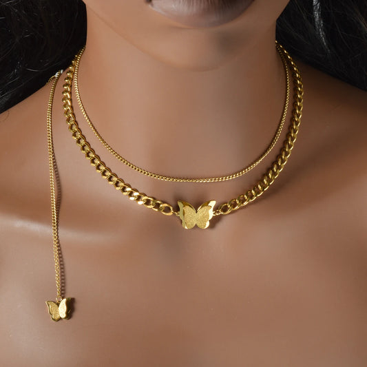 Chic Layered Gold Pendant Necklace