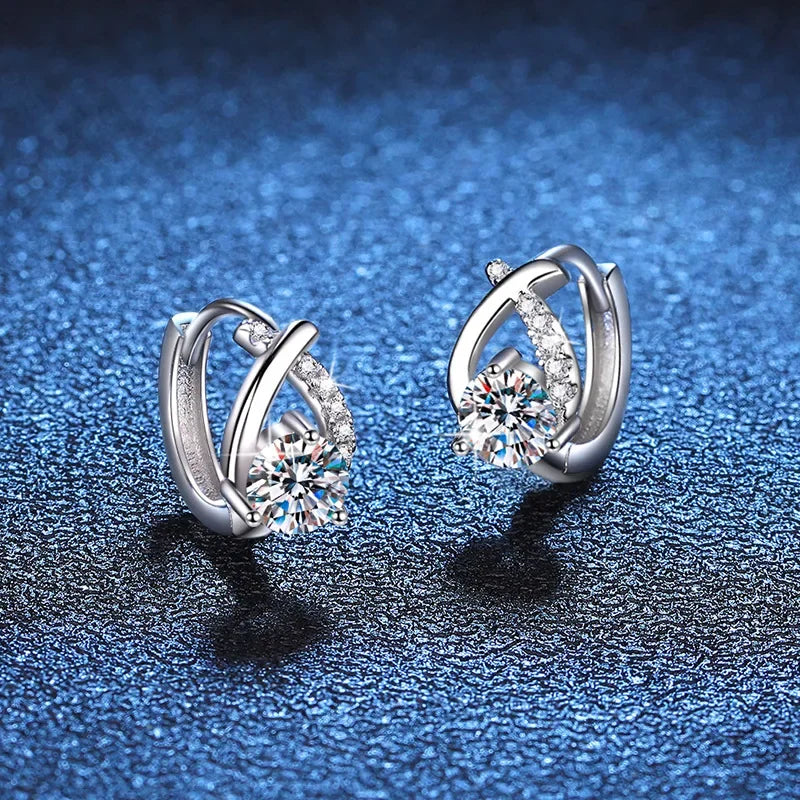Sparkling 0.5CT Moissanite Certified 925 Sterling Silver Hoop Earrings