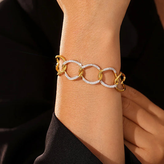 Stylish Chain-Link Stainless Steel Charm Bracelet
