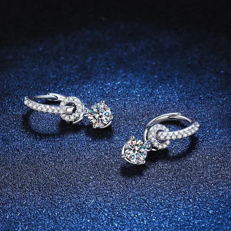 Luxury Sparkling Moissanite 925 Sterling Silver Drop Earrings