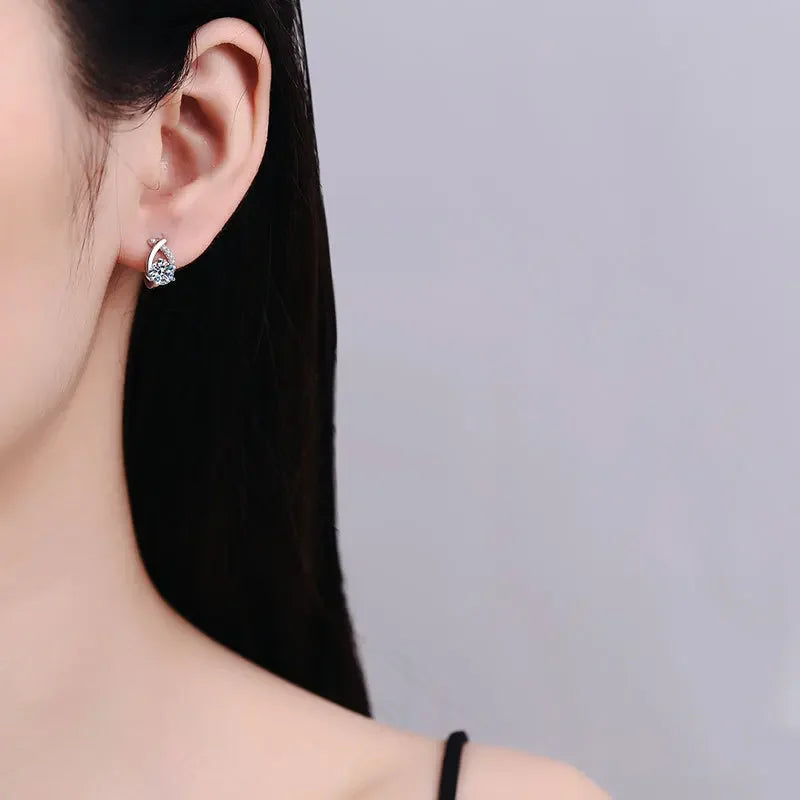 Sparkling 0.5CT Moissanite Certified 925 Sterling Silver Hoop Earrings