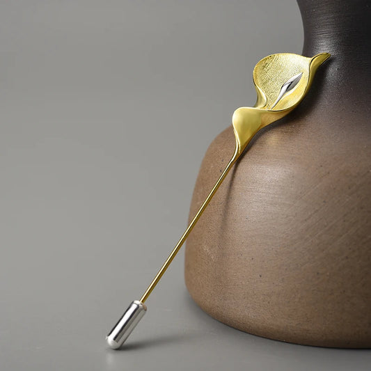 Elegant 925 Sterling Silver Calla Lily Brooch