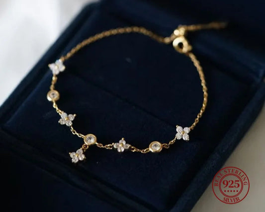 Minimalist S925 Sterling Silver Plated 18k Gold Bracelet