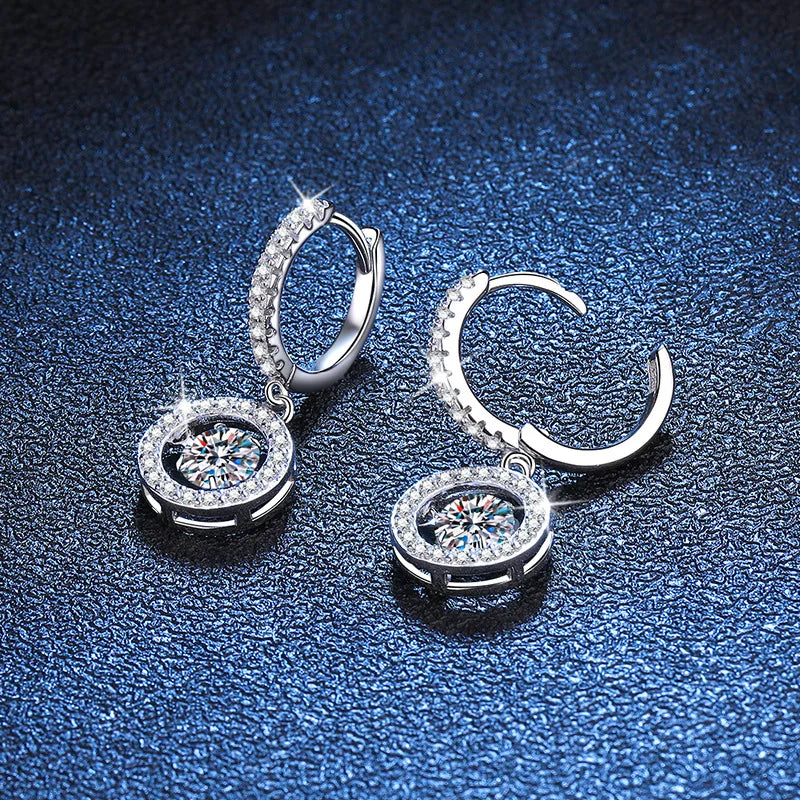 Elegant 1CT Moissanite Beating Heart Drop Earrings – White Gold Plated S925 Silver