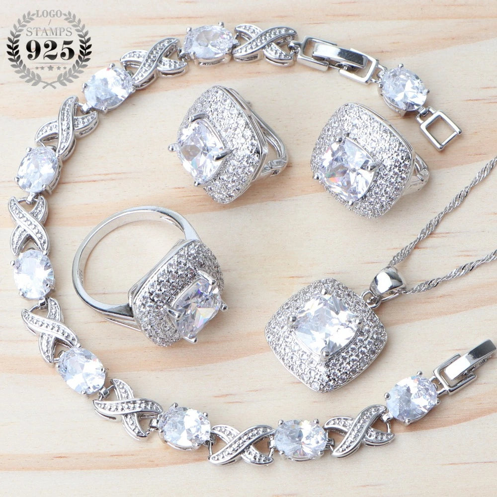 Rose Gold 925 Silver Zircon Jewelry Sets
