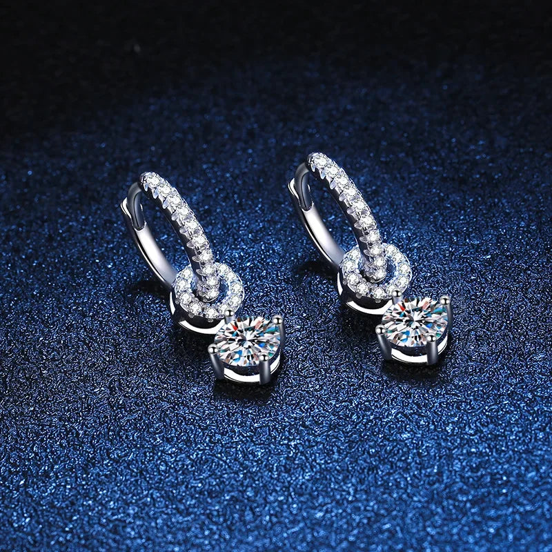 Luxury Sparkling Moissanite 925 Sterling Silver Drop Earrings