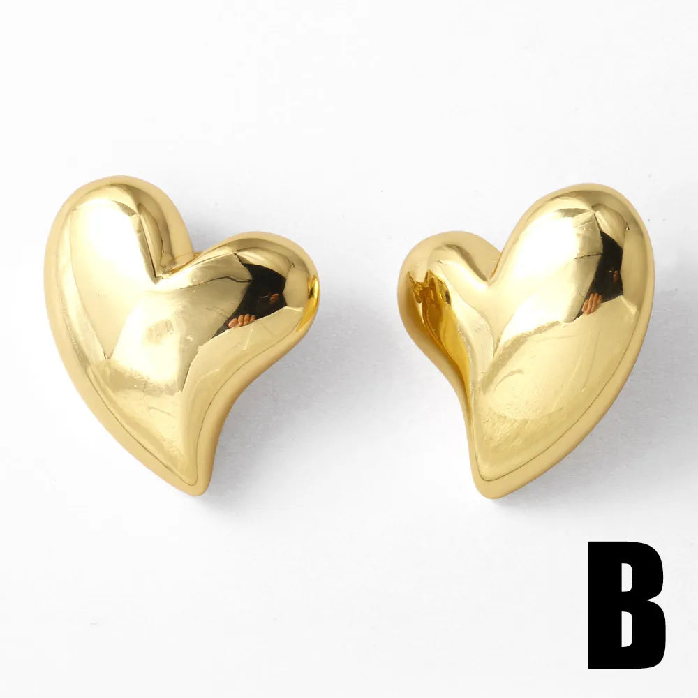 Timeless Heart-Shaped 18K Gold Plated Zirconia Earrings