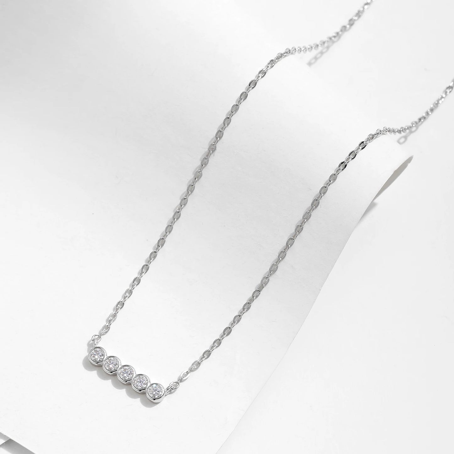 Timeless D Color Moissanite Stackable Pendant Necklace – 925 Sterling Silver Lab Diamond Chain