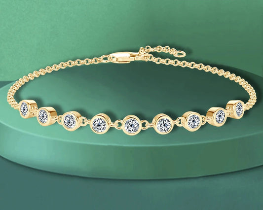 Elegant 925 Silver Moissanite Bracelet with 3mm Bezel-Set D Color Stones
