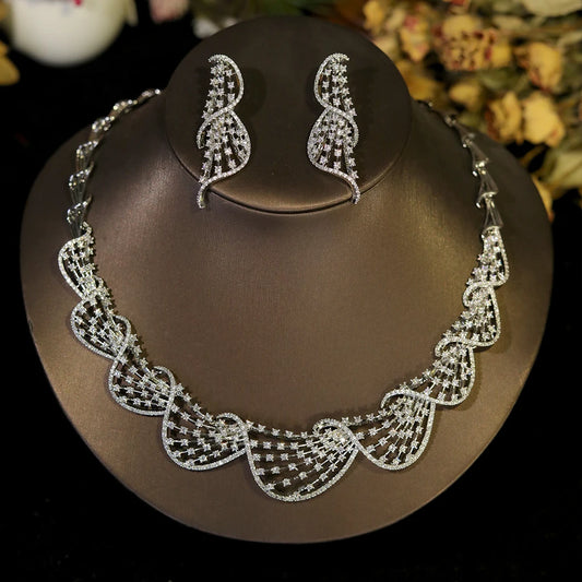 Luxury Crystal Cubic Zirconia Circular Jewelry Set