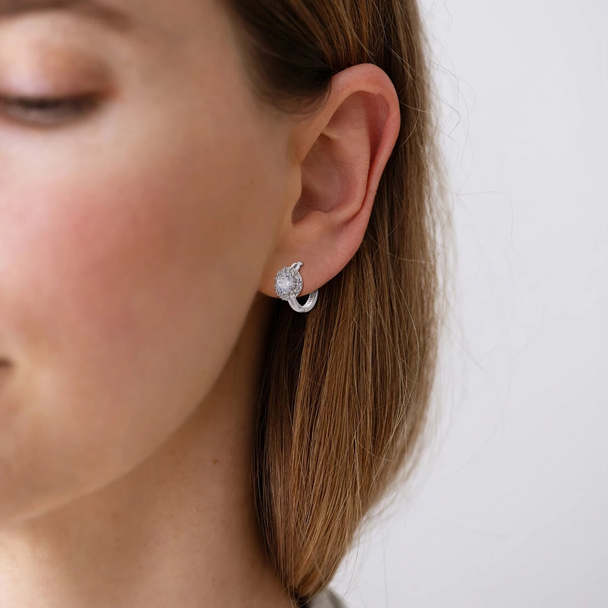 Radiant 1CT Moissanite Hoop Earrings in 925 Sterling Silver
