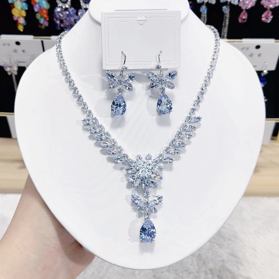 Luxury 3pcs Baroque Light Cubic Zirconia Jewelry Set